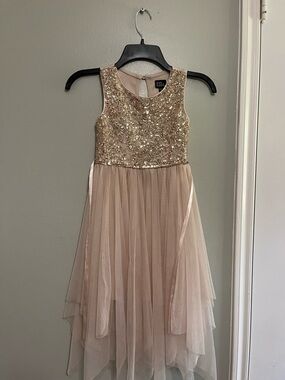 lilt Gold Sequin Bodice Tulle Party Dress